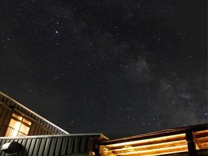 「濁河温泉　原生林の秘湯　濁河温泉ロッジ」のお宿から見える　冬の星空