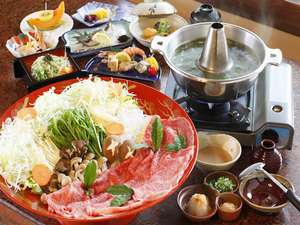 掛川のお茶を使った「お茶しゃぶしゃぶ」（夢咲牛）野菜もいっぱいお肉もさっぱり！