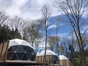 「グランピング&キャンプ　CAMELLIA　気仙沼大島」のドームテント外観