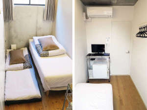洋室ツインルームは、シングルベッドとその脇に布団をひと組ご用意した2名様用のお部屋です。