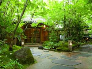 「お宿　野の花」の【玄関】苔と木々が生い茂る玄関