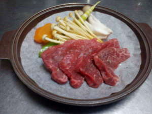 信州牛の陶板焼き肉