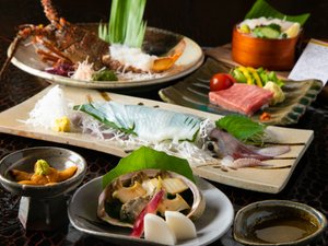 玄界灘の魚介類を用いた会席料理