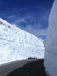 ６月の乗鞍岳の雪の回廊