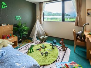 「奥松島レーンホテル」のお部屋中恐竜たちであふれた「恐竜ルーム」ファミリーに大人気のコンセプトルーム