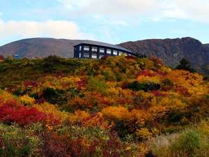 「須川温泉　栗駒山荘」の*【外観】「神の絨毯」と称される紅葉が美しい栗駒山に佇む温泉宿でゆっくりお寛ぎください。