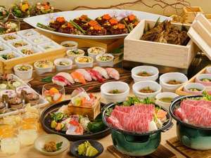 日本海のお造りやお寿司など、地域食材を中心とした本格ビュッフェをお楽しみください。