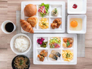 「天然温泉　関山の湯　スーパーホテル上越妙高駅西口」の和食派も洋食派もどちらもご堪能いただけます※イメージ