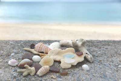海の宝石シーグラスと貝殻・・・/ベストウェスタン沖縄幸喜ビーチの