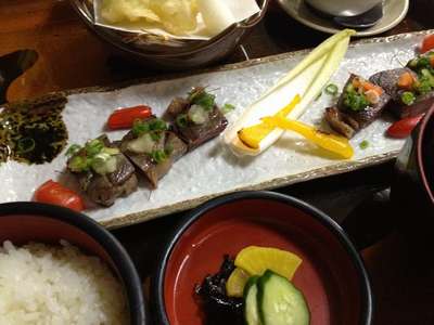 和琉料理「四季」の週替わり(牛肉西京焼き)