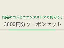 指定のコンビニエンスストア３店でご利用頂ける3000円分クーポンが付いたプランです。