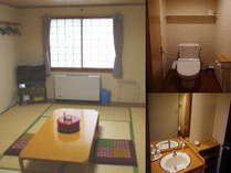 和室：トイレ、洗面付き。お風呂は大きい大浴場を使いたいお客様向けです。