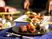 【ご夕食】［鉄板焼きスペシャルディナー］メインに糸島牛と博多和牛、ほか高級食材で彩る極上コース。