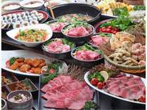 近江牛ディナービュッフェには近江牛すきやき、炙り寿司、グリルや天ぷらお造り、揚物など盛り沢山♪