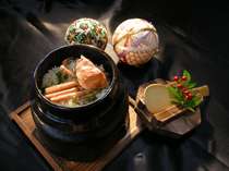 七釜名物季節の釜飯（勢子カニ飯は１１～１/中頃まで）