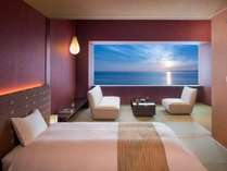 【和室】別府湾を絵画のように楽しめるピクチャーウィンドウからの景色をお楽しみいただけます。