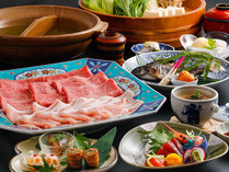 【夕食一例】掛川のお茶を使った「お茶しゃぶしゃぶ」は連泊限定の隠れ人気メニュー！