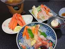 紅ずわい蟹の刺身・ゆで・しゃぶしゃぶ★天ぷらとかに味噌、かにご飯もついたフルコース