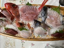 当館自慢の地魚の舟盛り駿河湾で獲れた新鮮な深海魚や金目鯛にイサキなど