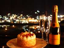 シャンパン又はスパークリングワインとケーキ付き。記念日を当館で過ごしませんか？※写真はイメージです