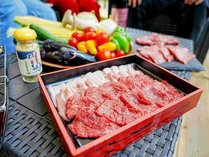 厳選したBBQ用のお肉と野菜 写真