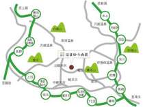当館へのアクセスマップ。高崎、軽井沢の中間です。草津温泉方面へのアクセスも◎