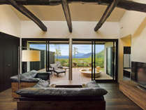 富士山と駿河湾を望む専用テラス＆露天風呂付130平米の客室の一例です