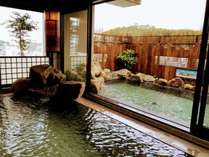 男子大浴場からは松山城を一望できます。温泉とともにご堪能ください．．