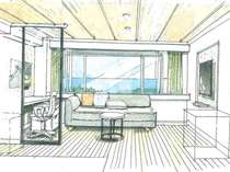 2022年4月末リニューアルオープン東館客室「洋室ダブルベッド33平米」完成予想図