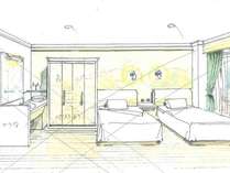 2022年4月末リニューアルオープン東館客室「洋室バリアフリー33平米」完成予想図
