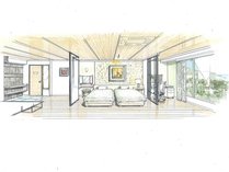 2022年4月末リニューアルオープン東館客室「コーナーデラックス57平米」完成予想図完成予想図