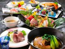 海鮮がメインのスタンダード（竹）の御膳。気仙沼自慢のフカヒレをステーキでお楽しみください♪
