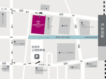 駐車場は「秋田市公営駐車場」をご利用ください。
