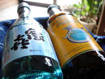 地酒「縁起」。地ビール「志賀高原ビール」。蔵元が一緒なんですよ。