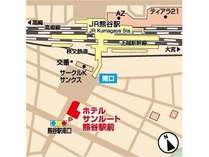 【アクセスMAP】熊谷駅前・南口ロータリー内の好立地　提携駐車場はホテル隣地にご用意