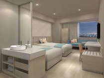 沖縄の白い砂浜と青い海をイメージしたシンプルで落ち着いた客室◇デラックスツイン(パース)