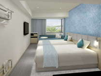 沖縄の白い砂浜と青い海をイメージしたシンプルで落ち着いた客室◇スタンダードツイン(パース)