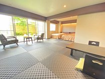 *1階東館プライベートドッグガーデン付和室ベッドタイプ/42平米の専用ガーデン付プレミア和室となります。
