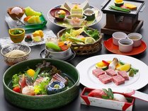 【6～8月】会席料理【桜】新鮮魚介７種、大海老と夏野菜の天婦羅、長崎和牛の鉄板焼きなど。