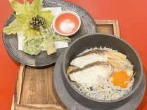 鯛めしと春野菜の天ぷらセット