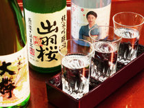 日本酒飲み比べ＿女将が厳選した地酒です。お好みがございましたら是非お申し付けください！