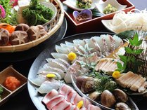 「伊勢真鯛と海鮮しゃぶしゃぶ」三重県で水揚げされた新鮮な真鯛と海の幸をたっぷりとご賞味ください。