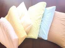 【全室共通】６種類の選べる枕（低反発の低め・中・高め・フワフワ枕・そば殻タイプ枕）など