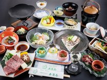 【夕食一例】贅沢ご褒美プラン（鉄板焼き選択）：お肉も海鮮も、贅沢食材を心ゆくまでご堪能ください