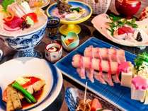 金目鯛3種類とサザエの唐揚げが人気。金目のオリジナル鍋は蒸鍋の場合有。こちらの写真は2人前となります
