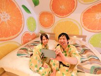 コンセプトルーム柑橘【蜜柑】みかん柄の浴衣でパシャリ◎ 写真