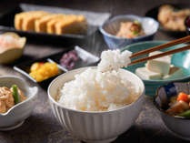 京都丹羽産コシヒカリを炊き立てでご提供。口あたりがよくやわらかで甘みのある味わいをお楽しみください。