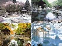 『四季折々の露天風呂』季節によって顔を変える宝川の大自然。