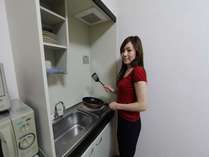キッチン（ＩＨ１口）冷蔵庫・レンジ・炊飯器・電子ポット・トースター・調理器具・食器類等ユニットタイプ