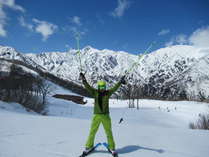 快晴の五竜47スキー場、雪質バツグンです。